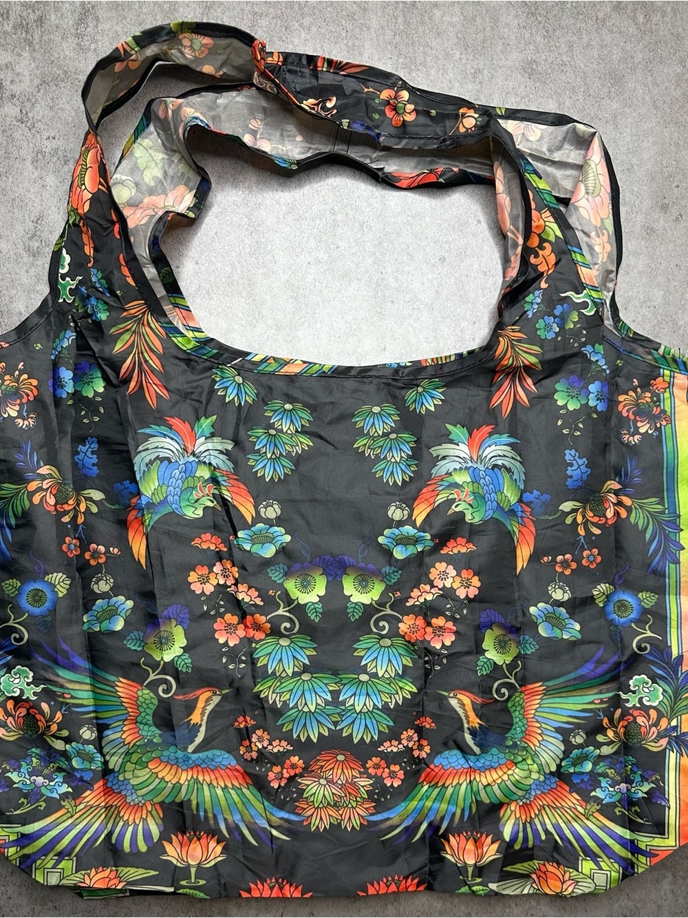 Johnny Was Black Floral & Parrot Reusable Tote - Picture 4 of 5